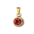 6mm gold-finished round red birthstone pendant charm in polished stainless steel - [Pinch Bail] July Ruby Red