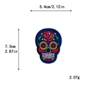 Blue Mexican sugar skull embroidery patch with red roses, size 5.4x7.3cm for DIY clothing - 10647-Blue Sugar Skull