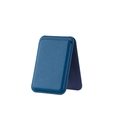 Blue leather MagSafe card holder and foldable kickstand for iPhone 16 in studio shot - New Blue
