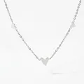 Minimalist silver heart chain necklace with three smooth heart-shaped pendants in 316 steel - Silver Necklace (PDD906)