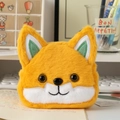 Lindo monedero de felpa de zorro para almacenamiento en escritorio de estudiante - 12*14.5cm / Amarillo