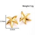 Golden starfish stud earrings in stainless steel with a high-polished mirror finish - YE-083-Gold Starfish