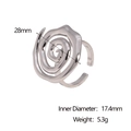 Detailed size parameters for the abstract spiral silver ring with 28mm face diameter - Polished Natural Color / Steel