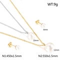 Detailed size chart for the gold and silver double-layer pearl necklace and stud earrings set - Gold Double Layer Pearl Set (KS135591-Z)