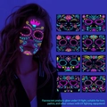 UV fluorescent Day of the Dead face tattoo stickers for Halloween parties and neon events - FY001-008 Fluorescent Face Sticker Set