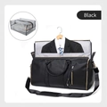 Large black PU leather garment bag with suit compartment and mesh shoe pouch - All Black + Toiletry Bag