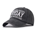 Classic washed black baseball cap featuring vintage Friday embroidery and street style - Adjustable / Friday Black