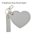 Espejo llavero de cuero gris elefante en forma de corazón con gancho metálico - Estilo de Gancho / Gris