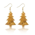 Golden glitter Christmas tree cork drop earrings for women festive holiday jewelry - Cork Color