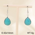 Boucles d'oreilles en verre bleu turquoise en forme de goutte avec crochets en argent - Bleu Argenté