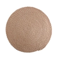 Single round woven jute placemat in natural brown for heat insulation on dining tables - Thickened Round 30cm