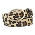 Ceinture femme motif léopard en cuir PU avec boucle ovale dorée pour look élégant - Imprimé léopard