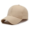 Gorra de béisbol beige de secado rápido con agujeros láser para deporte exterior - Ajustable / Caqui