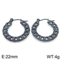 Pendientes de aro negros con eslabones cubanos, joyería de acero inoxidable de 22 mm - Negro