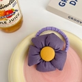 Cute dark purple sunflower hair tie with yellow center and high elasticity for girls - Purple Big Flower Scrunchie