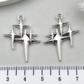 Silver alloy four-pointed star charms with top loop and measuring ruler scale - Hollow Eight-Pointed Star 23x29mm