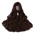 Close-up detail of dark brown pleated cotton scarf texture and natural wrinkled fabric - 2# Dark Brown