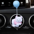 Cute white bear car vent aromatherapy clip with pink vest and blue balloon - Bear with Blue Balloon (2431A)