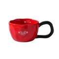 Red heart ceramic mug with black handle, textured finish and love text detail - 330ML / Red - 1 Heart