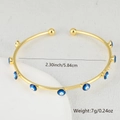 Detail view of evil eye open bangle with dimensions 2.30 inch and weight 7g labels - Light Blue White Evil Eye
