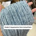 Grade 2 faceted 3mm light blue aquamarine gemstone beads for jewelry making - Grade B Aquamarine 3mm