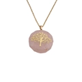 Collana con pendente albero della vita in quarzo rosa e catena d'oro da donna - Quarzo rosa