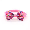 Pink pet bowtie for dogs and cats featuring colorful heart patterns for Valentine's Day - Style 11-Colorful Hearts Cluster