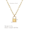 Goldene Edelstahlkette mit Herzschloss-Anhänger und dicker Gliederkette für Frauen - Gold