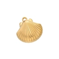 Detailed gold plated stainless steel seashell pendant charm for DIY jewelry and necklaces - 503# Textured Shell Pendant Only / 15.5*16mm (2 Pieces/Pack) / Gold