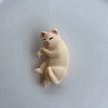Fermaglio per capelli a gatto beige con orecchie rosa e consistenza morbida - Bianco