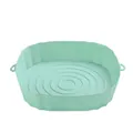 Light green rectangular silicone air fryer liner with side handles and ridged bottom - Green