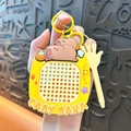 Adorable yellow rotating face Capybara keychain with a hand-shaped stylus pendant - Magnetic Drawing Board - Yellow