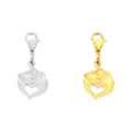 Ciondoli in acciaio inox con testa di animale e cuore con chiusura a moschettone oro e argento - Orso di Cuore / Color Acciaio