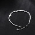Silver stainless steel tennis bracelet with LOVE letters, heart charms and white zircons - Silver LOVE Heart