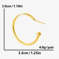 Detailed size chart for 304 stainless steel gold hoop earrings with dimensions and weight - Gold (D341-G)