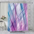 Details des wasserdichten Polyester-Duschvorhangs mit lila-blauem geometrischem Marmormuster - 90*180cm / Lila Rosa Blau Abstrakt