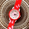 Orologio al quarzo da ragazza con cinturino in silicone rosso e motivo a farfalla - Rosso