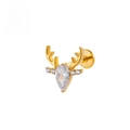 F136 titanium gold labret stud featuring a deer antler design with teardrop zircon - 1.2*6mm / Gold Antler