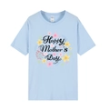 Light blue Mother's Day t-shirt featuring floral print and Happy Mother's Day text - Light Blue 318