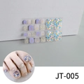 Macro detail of JT-005 toe nail stickers with purple glitter and shell textures - Purple Solid Color Silver Glitter Shell Pattern (JT-005)