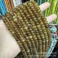 Translucent olive green natural stone abacus beads for DIY jewelry making - Light Brown Tourmaline / 5*8mm (approx. 73 pcs/strand)