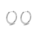 Minimalist silver stainless steel hoop earrings in polished round finish for women - 2.5*14mm / Steel