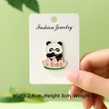 Cute panda lapel pin on pink lotus base with good luck message on white card - Everything Goes Well Panda