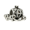 Silver pumpkin carriage charm bead for jewelry with detailed retro vintage finish - Vintage Pumpkin Carriage Charm