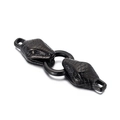 Détail du fermoir tête de serpent double en acier noir avec texture d'écailles fine - Noir (KLJ7656-Z)