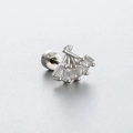 Silver titanium steel fan-shaped zircon screw back ear bone stud for women - Fan Shape (A37-1#)