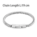 Pulsera minimalista de cadena de trigo en acero inoxidable plateado, 19 cm, con cierre cuadrado - 19cm / Color Acero