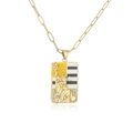 Detalle de collar de clip chapado en oro con colgante de esmalte de Estatua de Libertad - Estatua de la Libertad / Dorado-Bandera Azul Blanca Amarilla