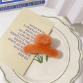 Furry orange plush hair claw clip for girls, compact size with soft faux fur texture - S / Orange