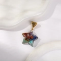 Star-shaped resin pendant with colorful crystal chips and copper spiral coil - Star Shape Without Chain